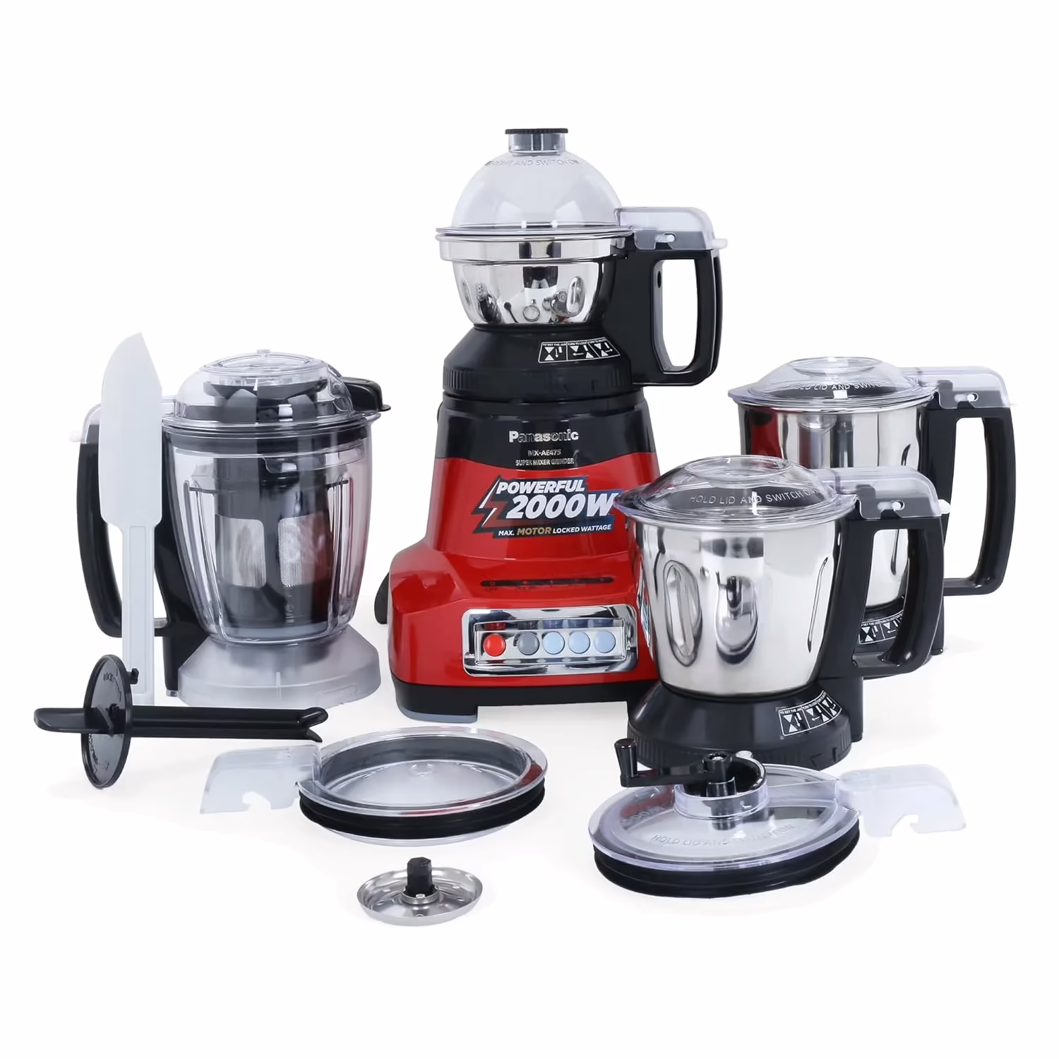 Panasonic MONSTER MX-AE 475 750 Juicer Mixer Grinder | 750 Juicer Mixer Grinder (4 Jars, Red)