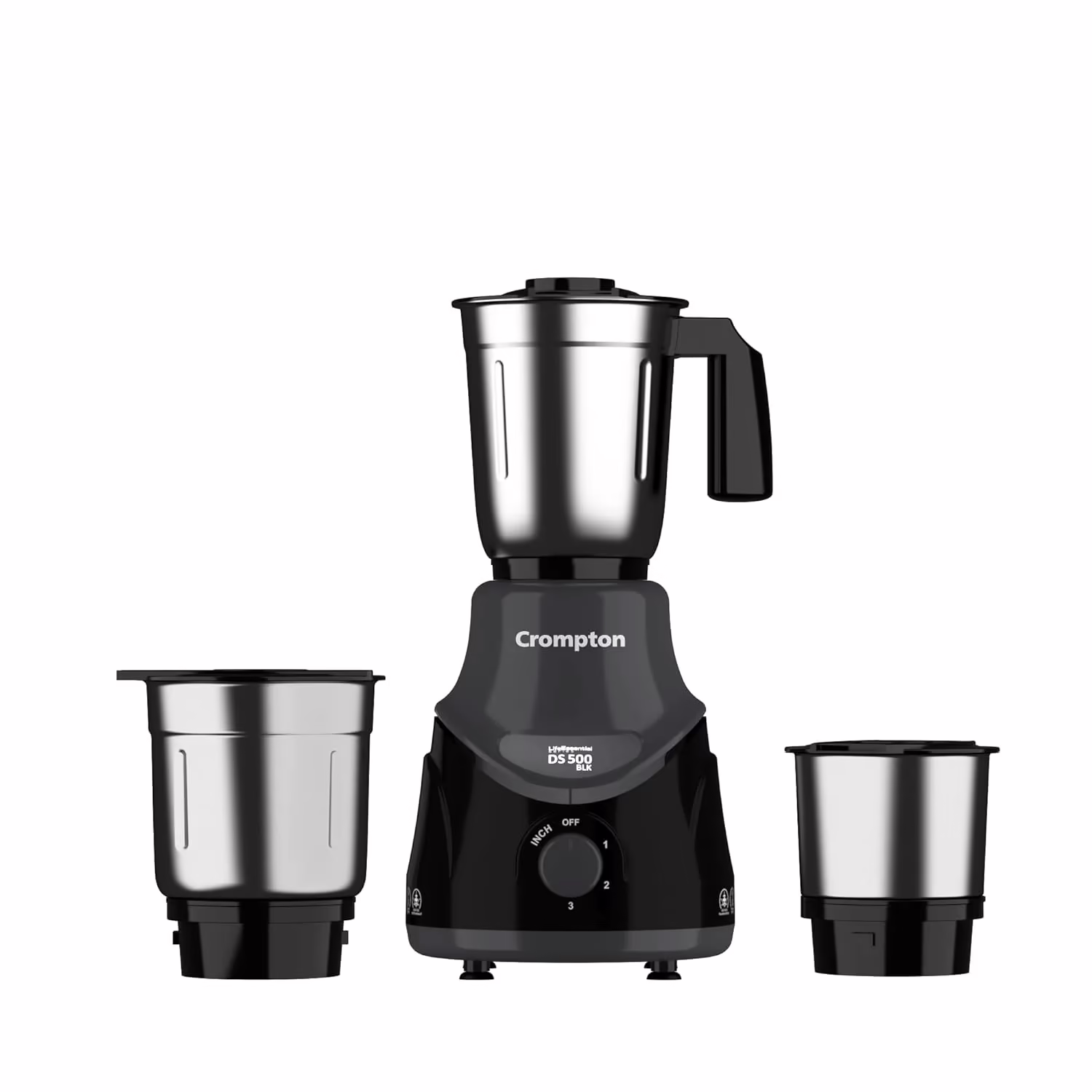 Crompton ACGM-DS500W3J BLK 500 W Mixer Grinder (3 Jars, Black & Grey)