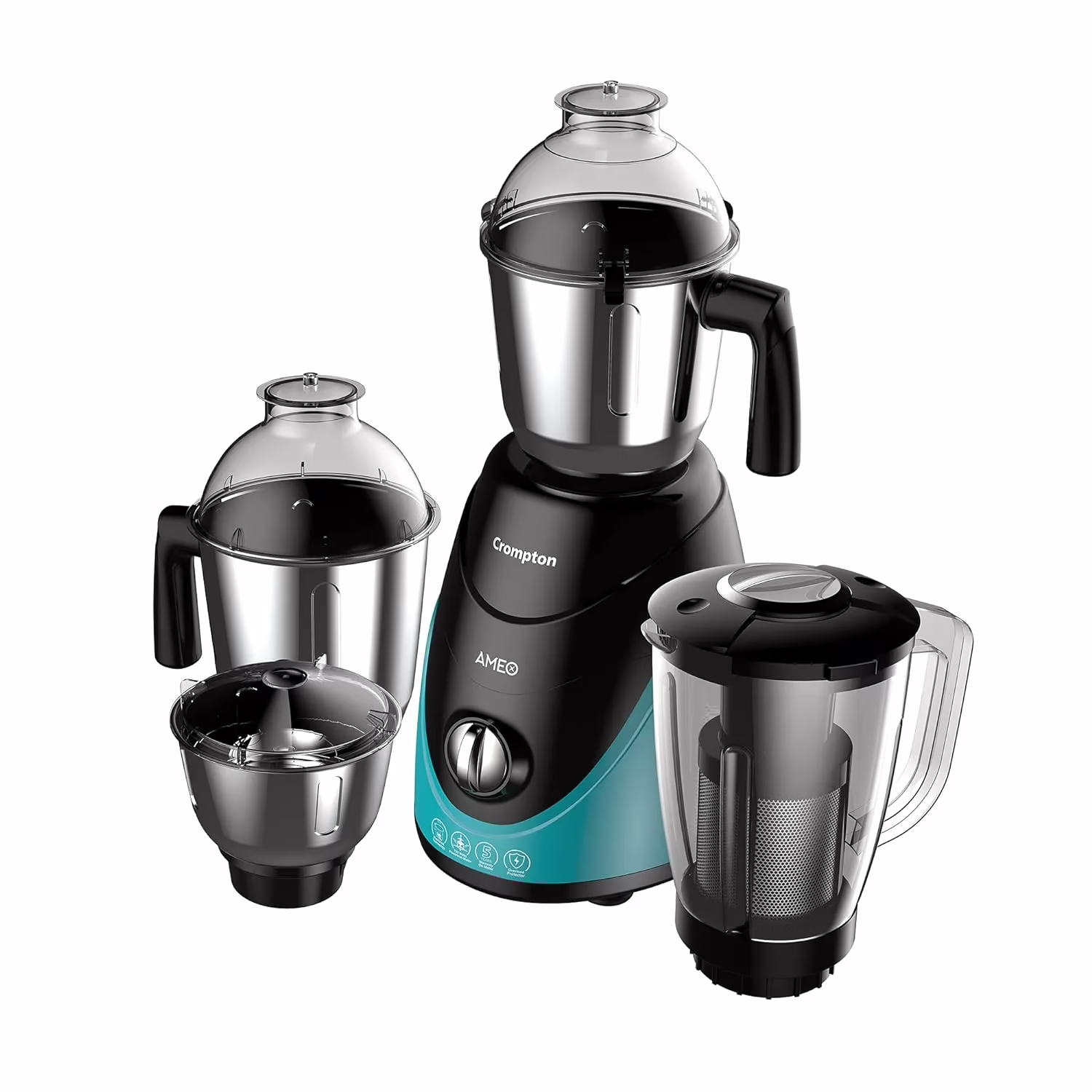 Crompton ACGM - AMEO - 4 JARS Ameo 750 W Mixer Grinder (4 Jars, Black, Blue)