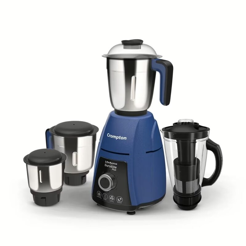 Crompton ACGM-DUROELITE PLUS 800 W Mixer Grinder (4 Jars, Blue, Black)