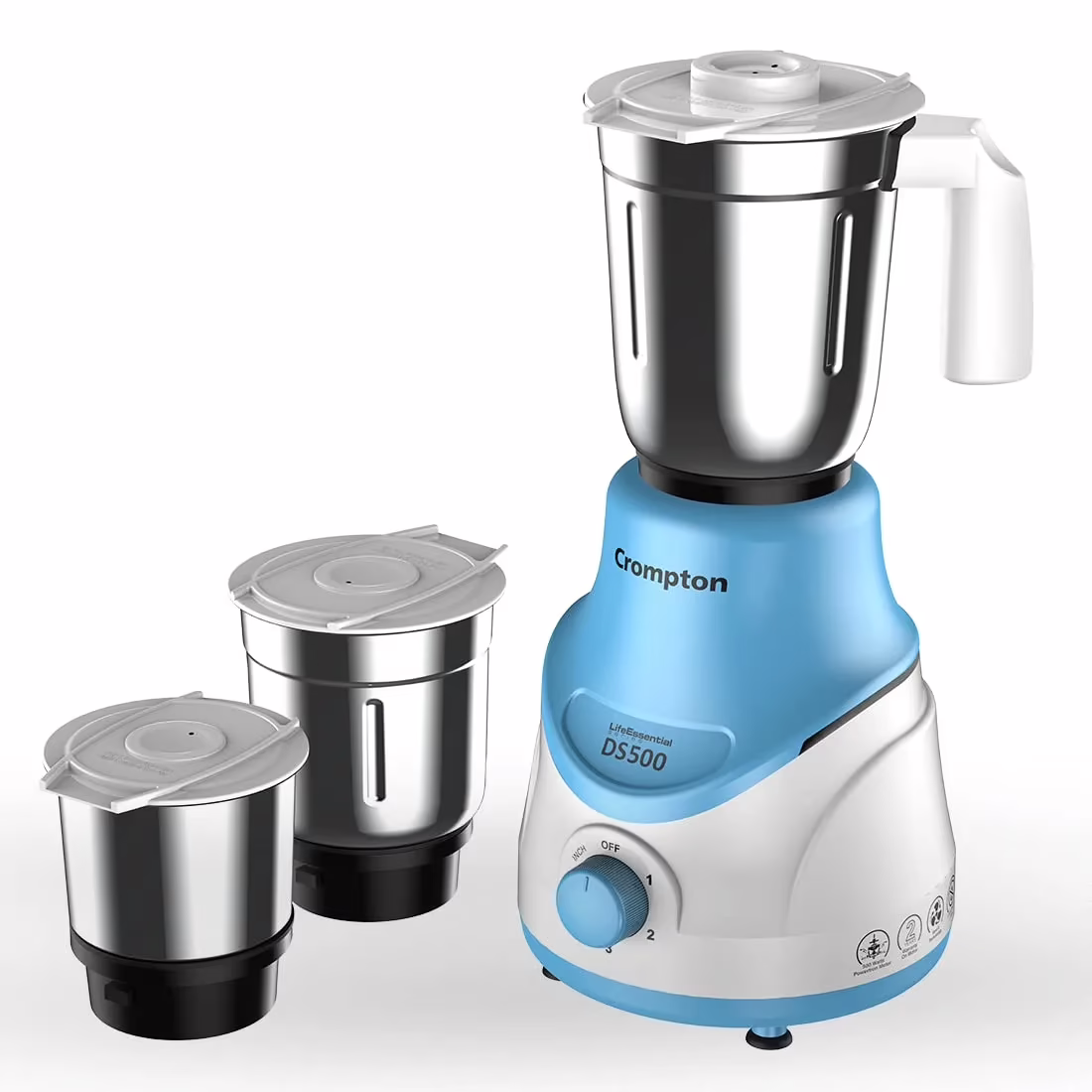Crompton ACGM-DS500W3J 500 W Mixer Grinder (3 Jars, Blue, White)