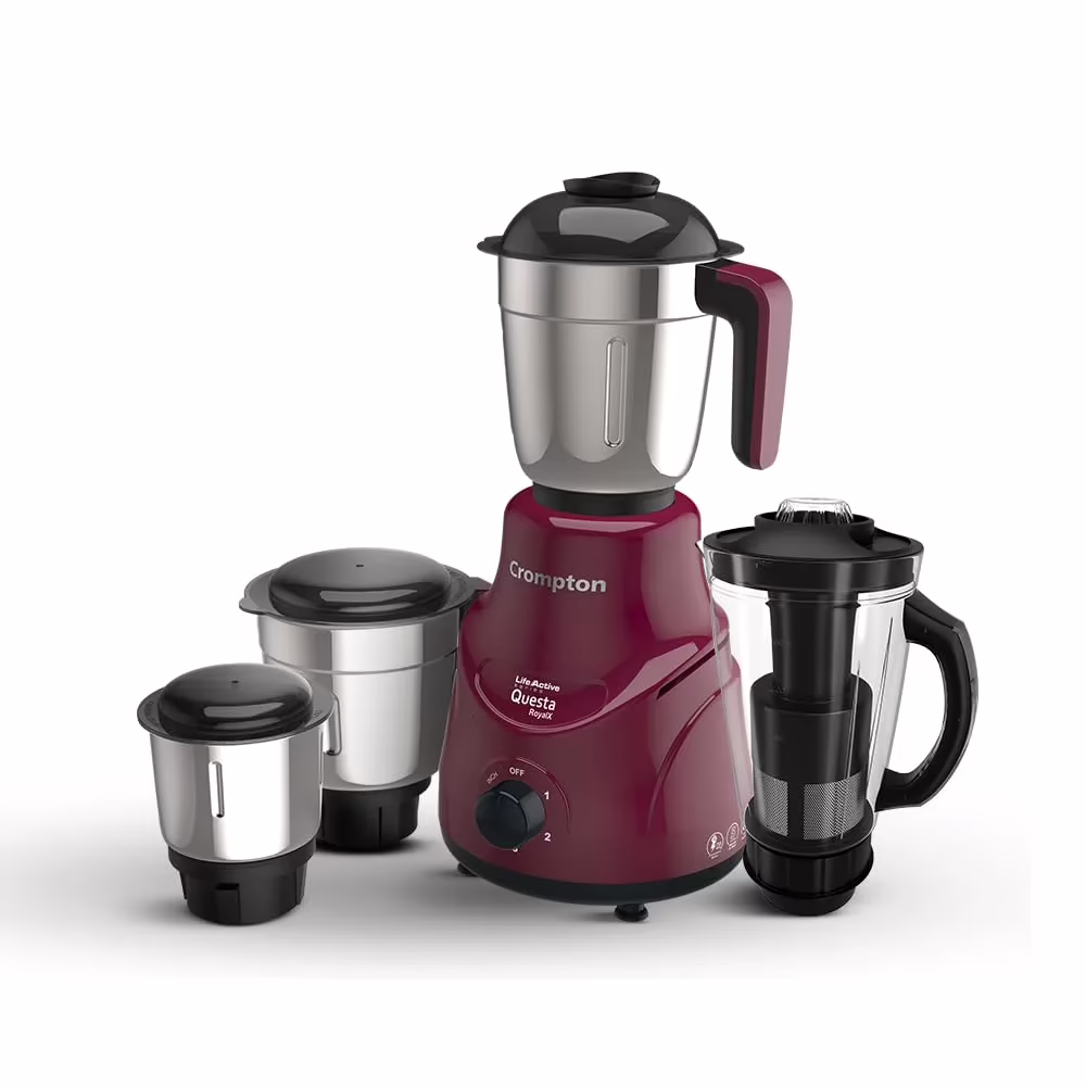 Crompton ACGM-QUESTARYLX750W 750 W Mixer Grinder (4 Jars, Beetroot, Black)