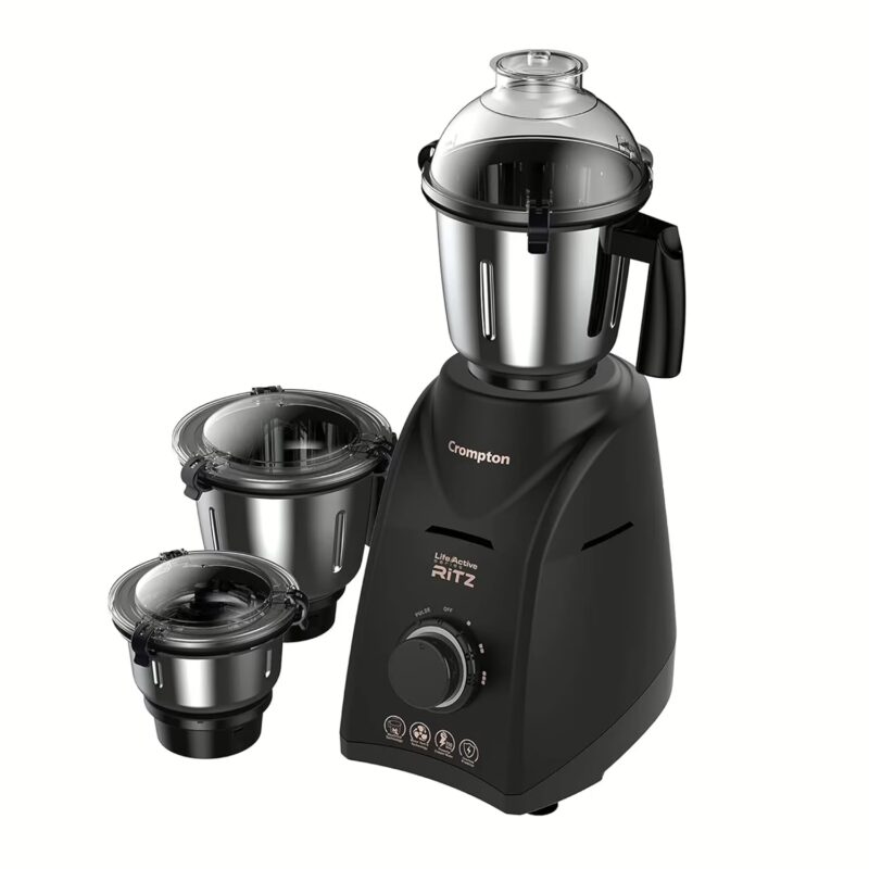 Crompton ACGM-Ritz LifeActive 750 W Mixer Grinder (3 Jars, Black)