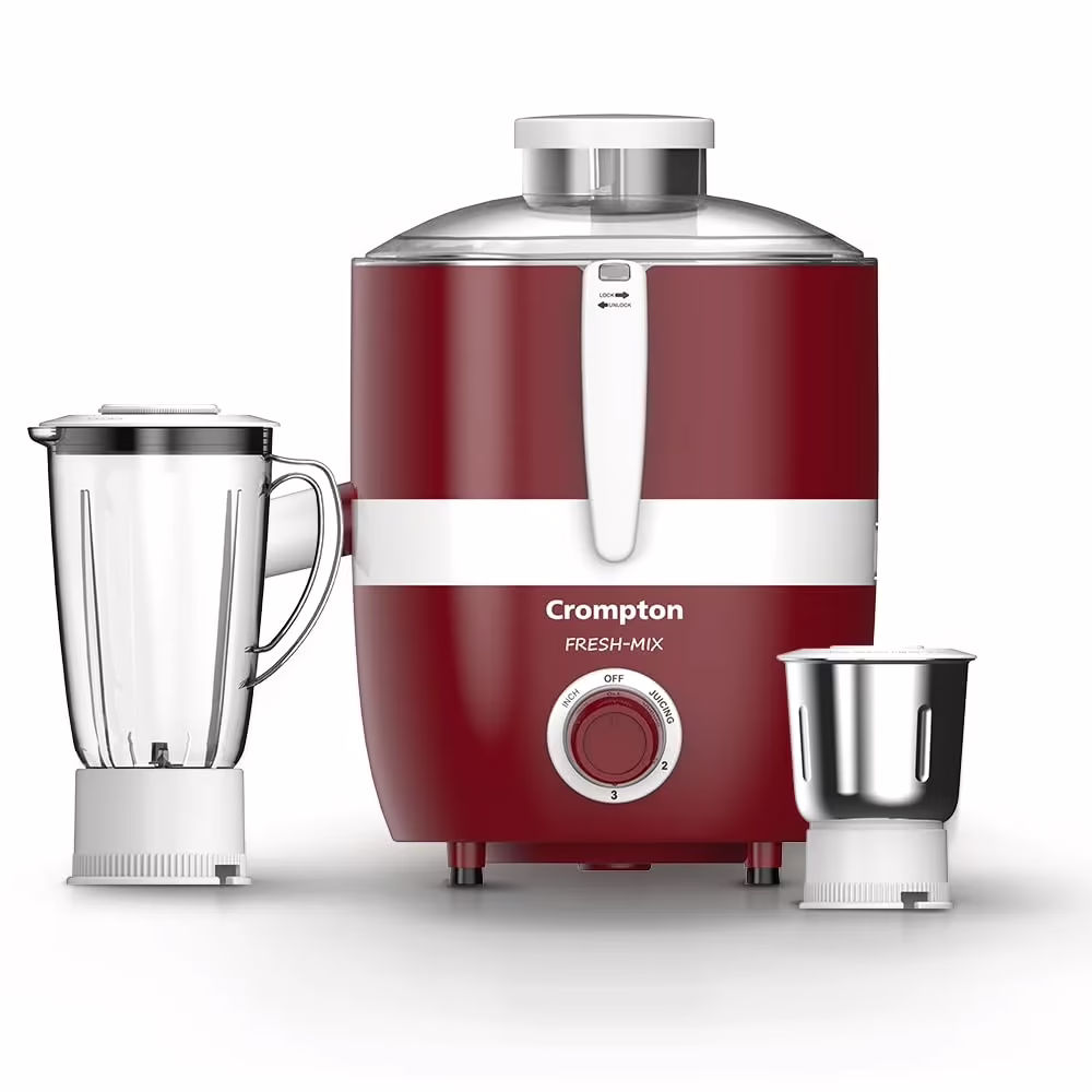 Crompton Fresh-Mix FRESH MIX 500 Juicer Mixer Grinder (2 Jars, White, Red)