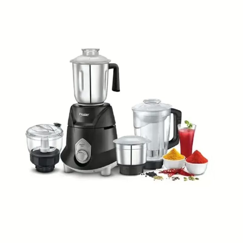 Prestige 42540 Hyperius 750 Mixer Grinder With Atta Kneading and Veggie Chopping Function, Strong and Durable body, High Power Mixer Grinder (4 Jars, Black)