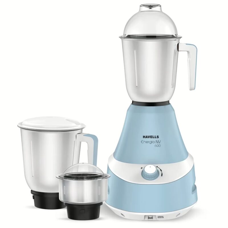 Havells Energia Blue GHFMGCBW060 600 W Mixer Grinder (3 Jars, Blue)