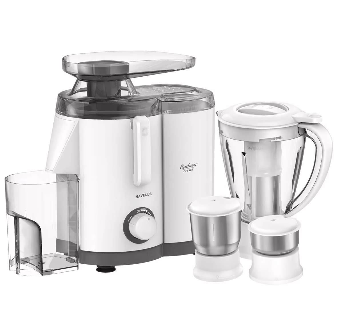 Havells Endura Cresta 500 Juicer Mixer Grinder (4 Jars, White)