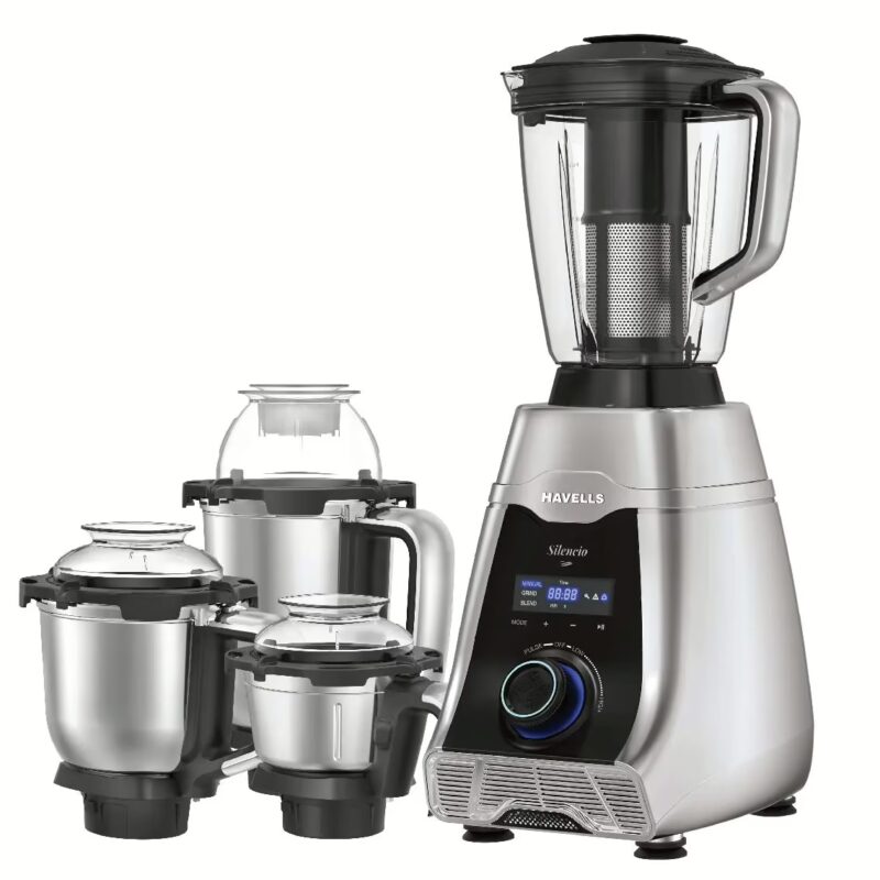 Havells Silencio Low Noise 500 W Mixer Grinder 4 Jars (Grey & Black)