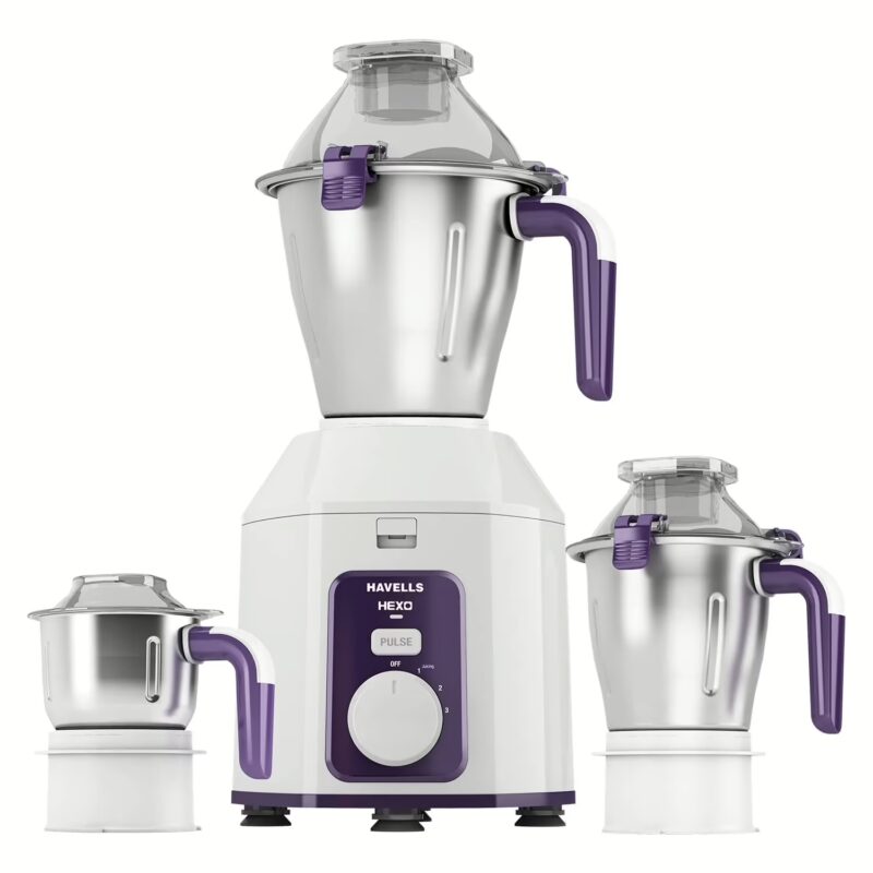 Havells HEXO BLEND 1000 Mixer Grinder (3 Jars, White)