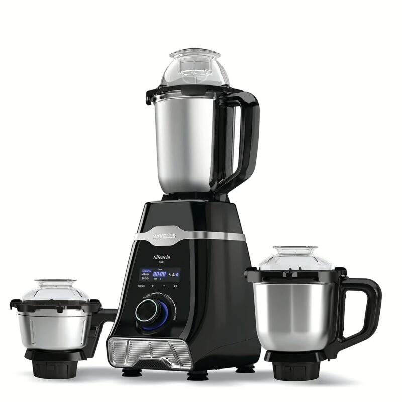 Havells Silencio Black 500 W Mixer Grinder (3 Jars, Black, Silver)