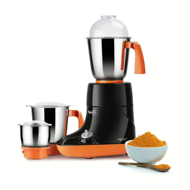 Pigeon Egnite 750 W Mixer Grinder (3 Jars, Balck, Orange)