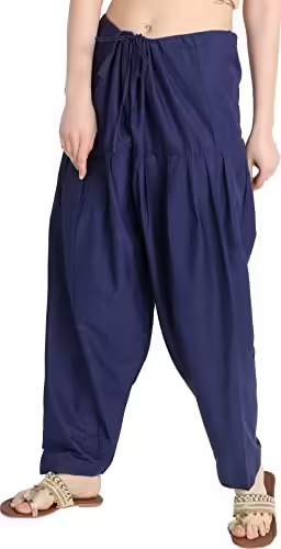 Navy Blue Woman Plain Cotton Patiala Salwar