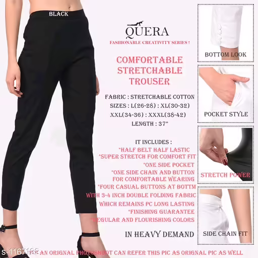 Alexandra Stretchable Cotton Women Trousers & Pants