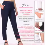 Alexandra Navy Blue Stretchable Cotton Women Trousers & Pants