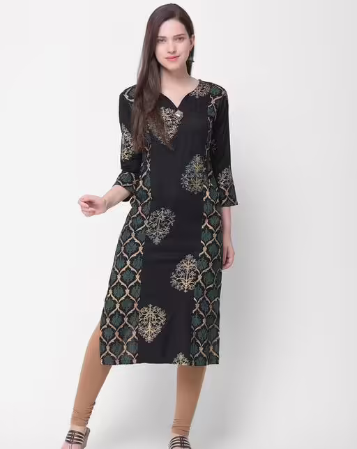 Aakarsha Voguish Black Printed Kurtis