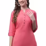 Peach Women's Cotton Short Kurti