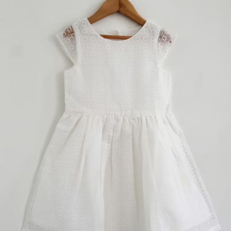 Classy White Net Girls Summer Frocks