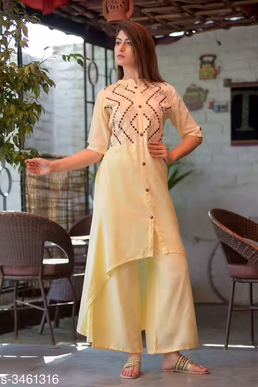 Seasons Yellow Womens Kurta Sets
