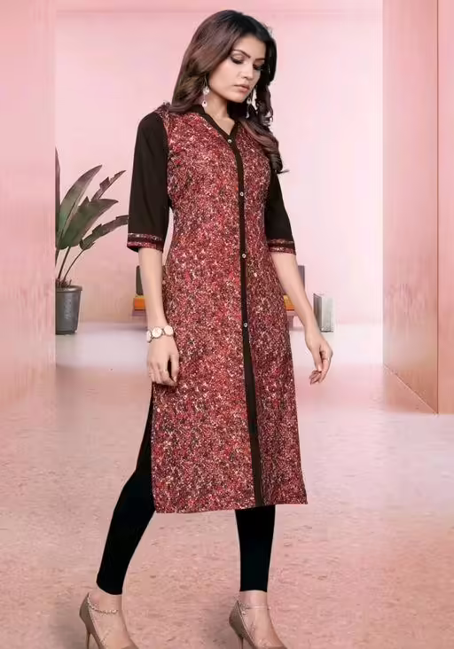 Stylish Multi Heavy American Crepe Kurtis
