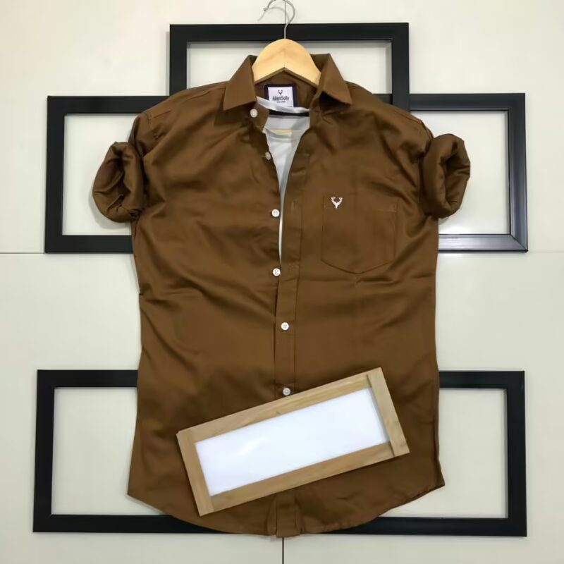 Seasons Men Brown Normal Fit Full Sleeves Shirt