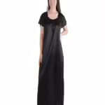 Black Women's Premium Satin Half Sleeve Nighty