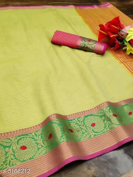 Charvi Pretty Green Cotton Silk Sarees