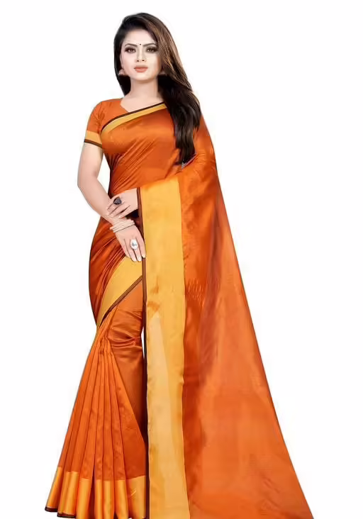 Trendy Petite Cotton Silk Orange Sarees
