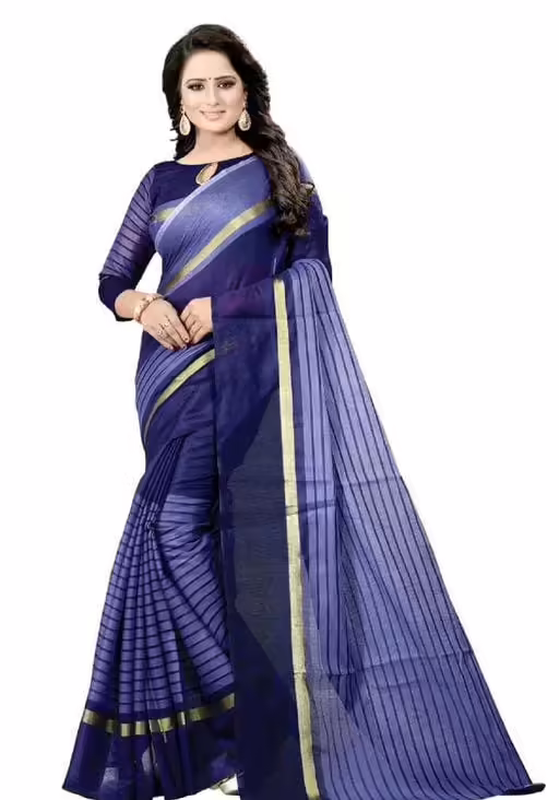 Aishani Refined Blue Striped Saree