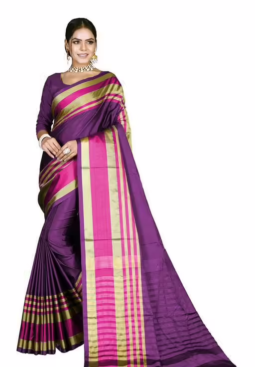 Aishani Purple Voguish Cotton Silk Sarees