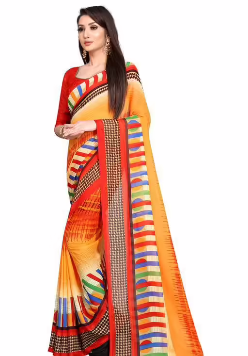 Charvi Graceful Georgette Orange Printed Sarees