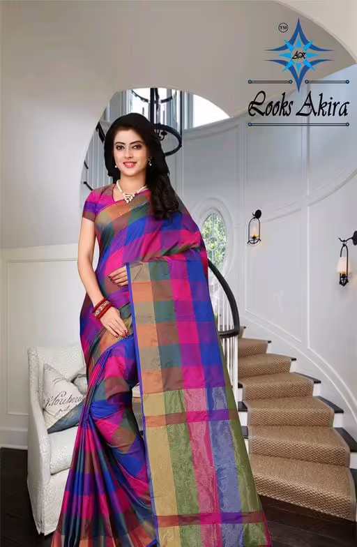 Aakarsha Alluring Multi Check Cotton Silk Sarees