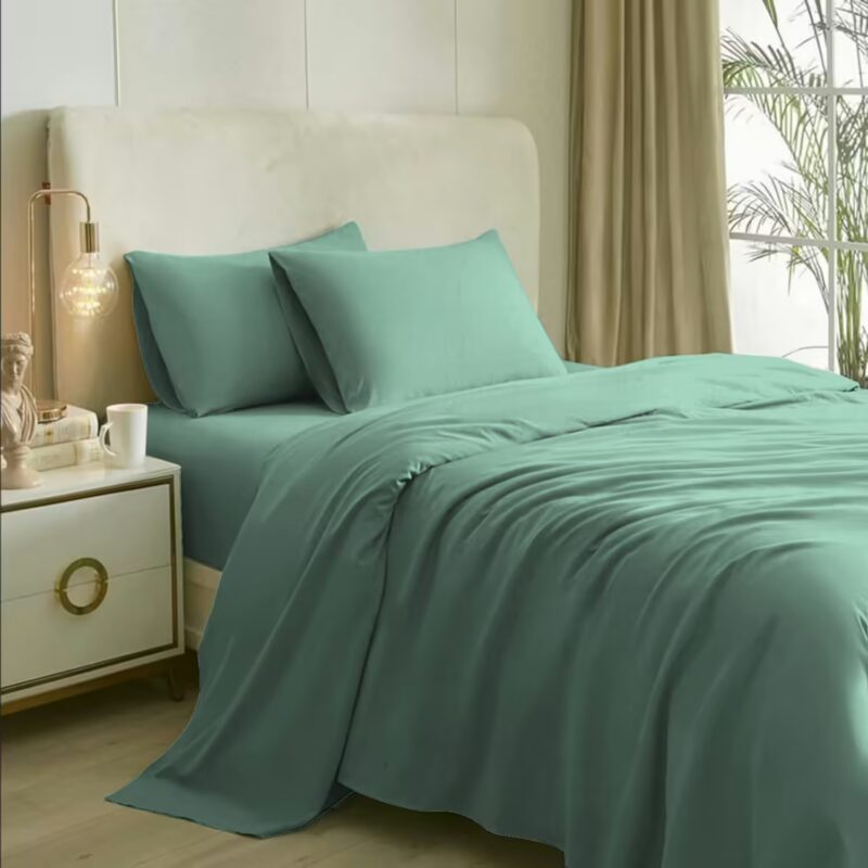 Seasons Aqua Green Bedsheet for Double Bed & 2 Pillow Covers
