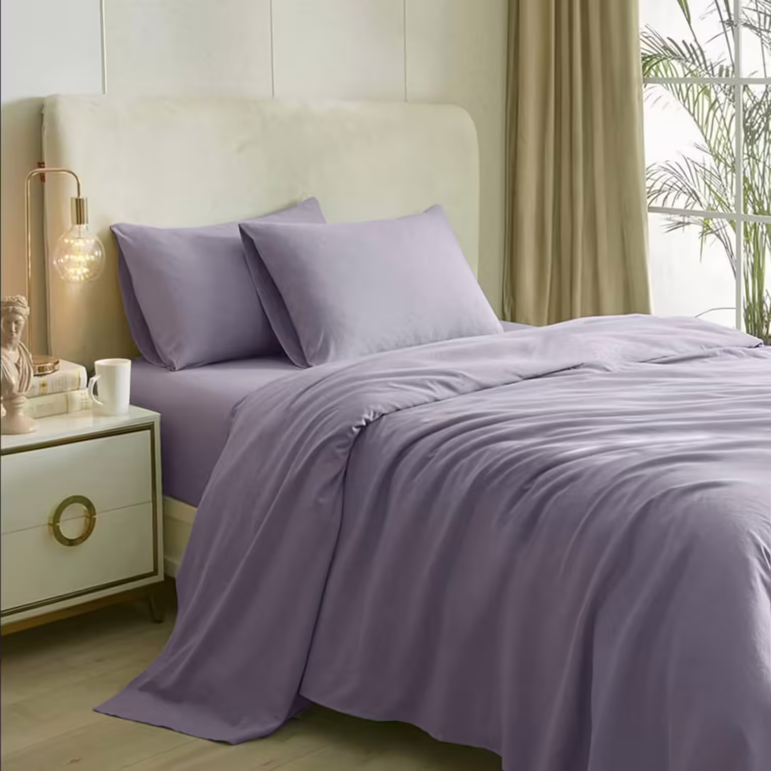 Seasons Mauve Bedsheet for Double Bed & 2Pillow Covers
