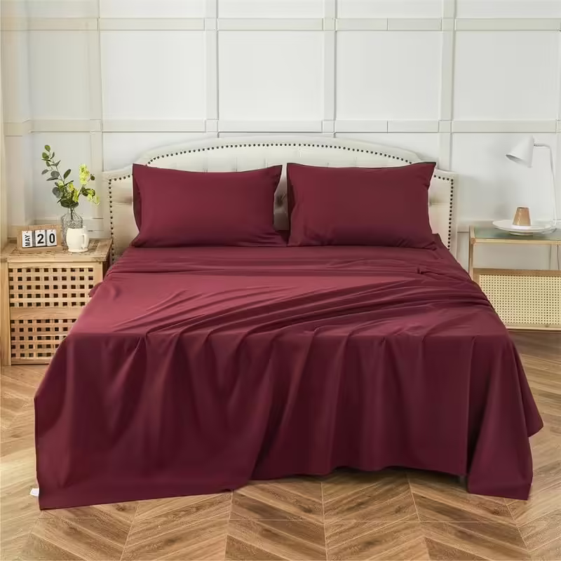 Seasons Bedsheet for Single Bed, 1 Pillow Cover, Maroon