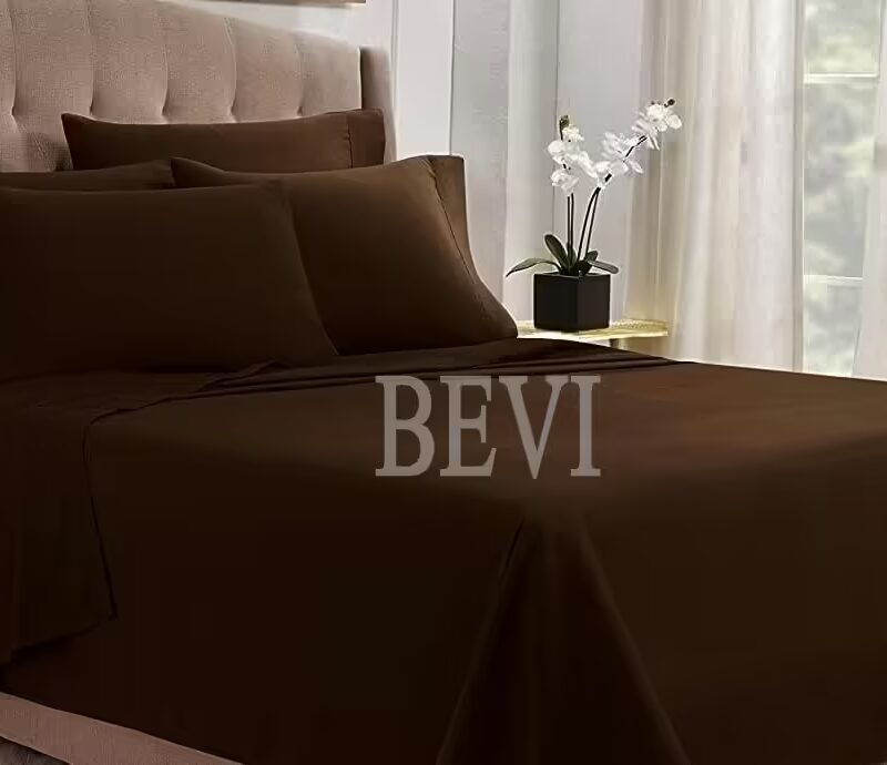 Seasons Double Bedsheet with 2 Pillow Cover Brown