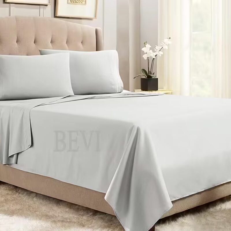 Seasons Double Bed Bedsheet, 2 Pillow Cover, Silver Grey