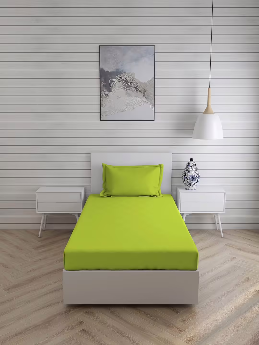 Seasons Plain Bedsheet for Single Bed, 1 Pillow Cover, Neon