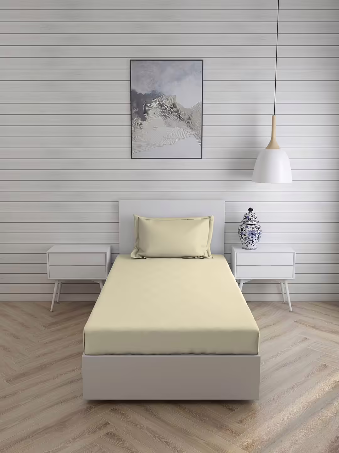 Seasons Plain Bedsheet for Single Bed with 1 Pillow Cover, Ivory