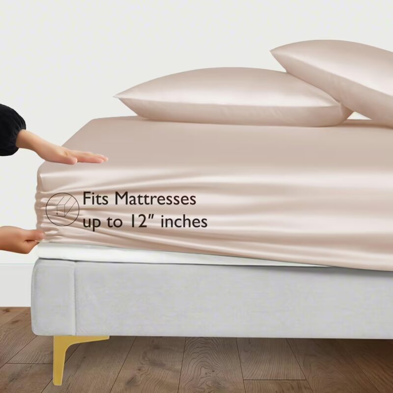 Seasons Taupe Silk Bedsheet Deep Pocket with Pillowcase