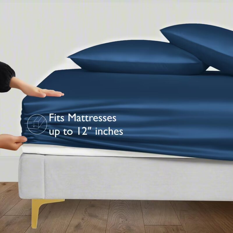 Seasons Bamboo Silk Navy Blue Colour Bedsheet