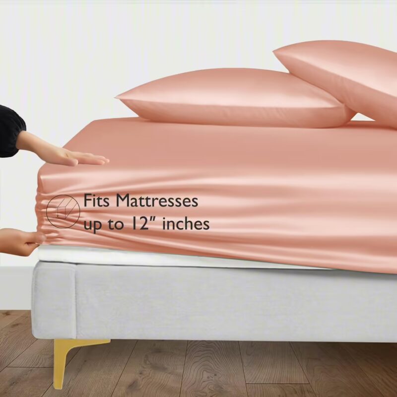 Seasons Silk Rose Gold Colour Bedsheet with Deep Pocket