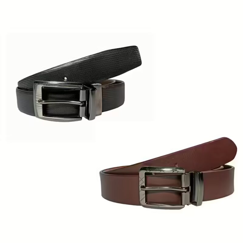 Black & Brown Leather Belt For Men Pack Of 2