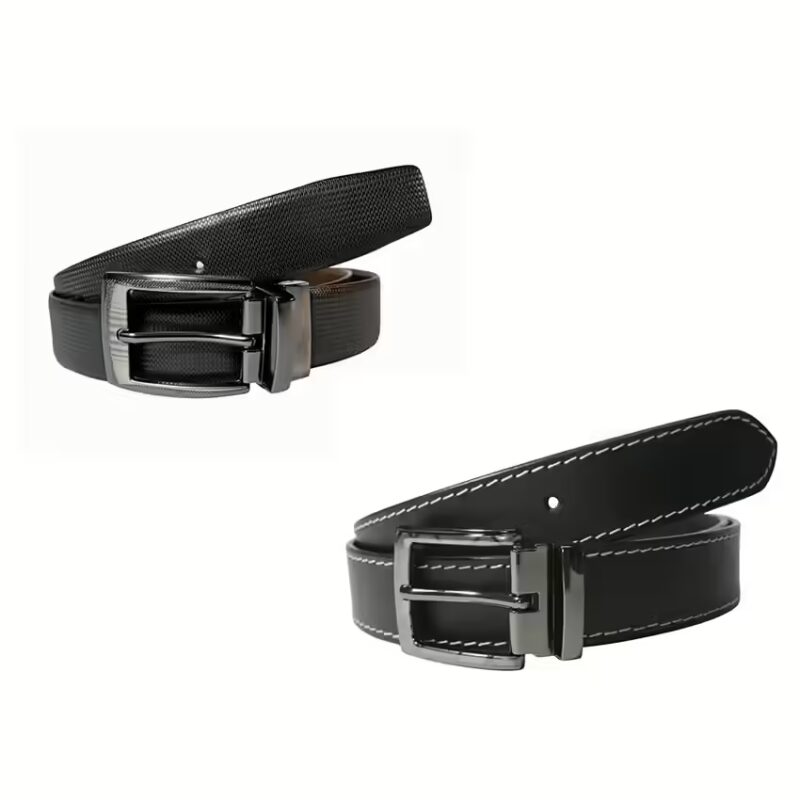 Black & Brown Leather Belt For Men Pack Of 2
