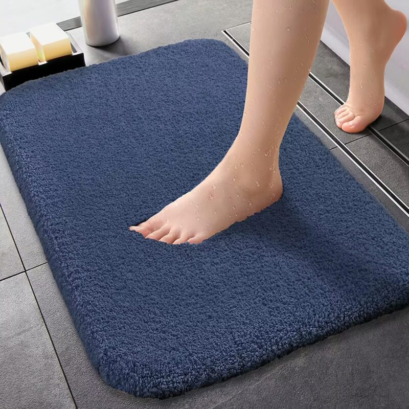 Seasons Microfiber Anti-Slip Bathmat Set Super Absorbent Floor Door Mat Non-Slip Quick Dry Rugs Water Absorbing Bathroom Mat Door Mat for Home Bathroom Kitchen Size - 60 x 40CM (Navy Blue)