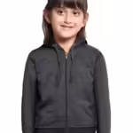 Girl's Cotton Dark Grey Hooded Sweatshirt