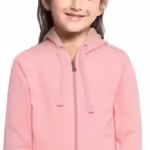 Girl's Cotton Pink Hooded Sweatshirt