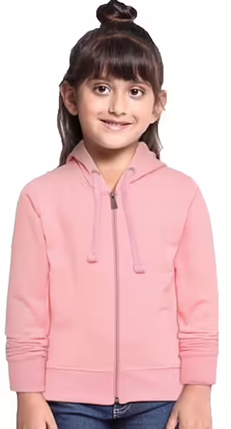 Girl's Cotton Pink Hooded Sweatshirt