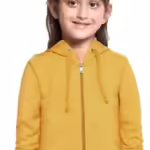 Girl's Cotton Mustard Hooded Sweatshirt