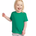 Girls Half Sleeves Green T-shirt