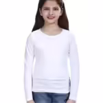 Girls Round Neck White T-Shirt